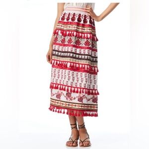 Alice and Olivia Cassie rare midi skirt 4 sequin tassle embroidered women